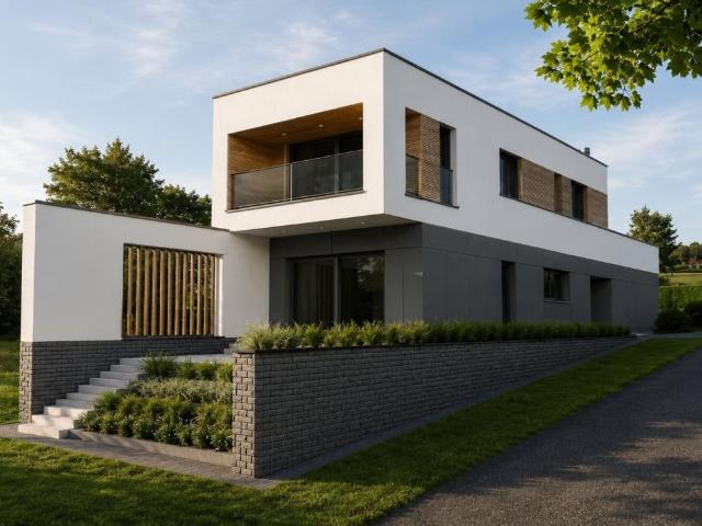 Nowoczesny dom 200 m² z dużymi przeszkleniami i garażem