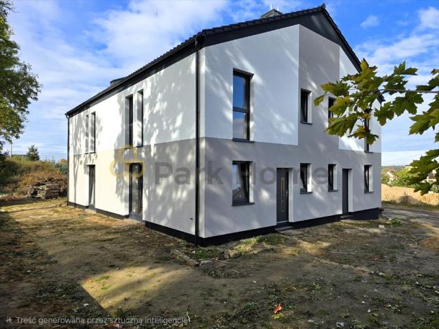 Nowoczesny dom w zabudowie czworaczej, 72,59 m², ogrzewanie podłogowe