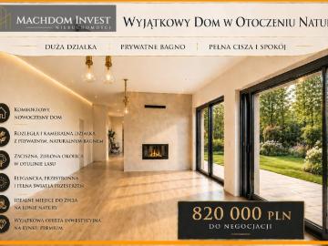 Nowoczesny dom z dużą działką i własnym oczkiem wodnym