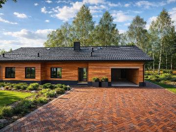 Nowoczesny dom z drewna modrzewiowego, 163 m2, garaż