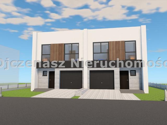 Nowoczesny dom bliźniaczy 107 m2 z garażem i ogrodem