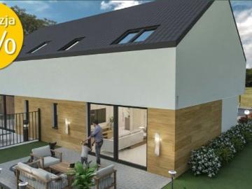 Nowoczesny dom bliźniak 105 m² z garażem, ogrzewaniem pompa ciepła