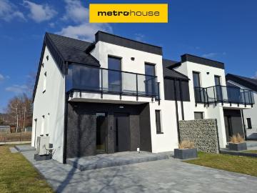 Nowoczesny dom bliźniak w Masłowie, 121 m², ogród