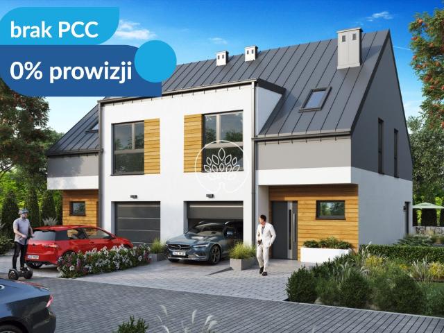 Nowoczesny dom bliźniak z garażem, energooszczędny