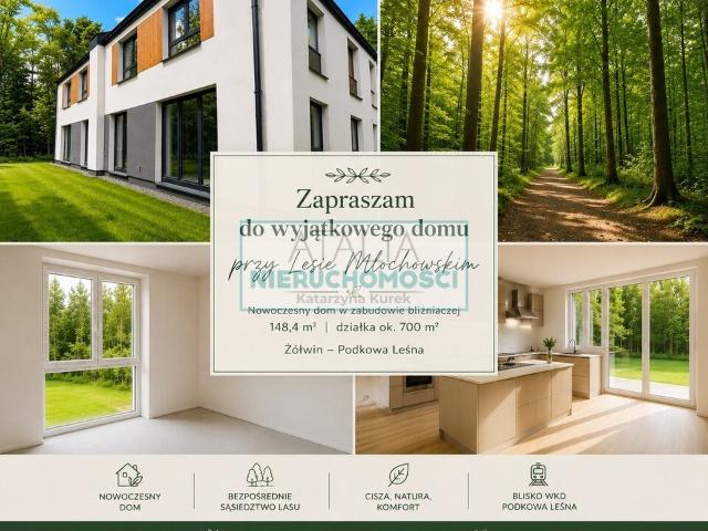 Nowoczesny dom bliźniak z garażem, 150 m², las Młochowski