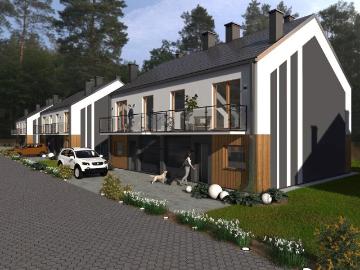 Nowoczesny dom bliźniak z garażem i ogrodem, 123 m²