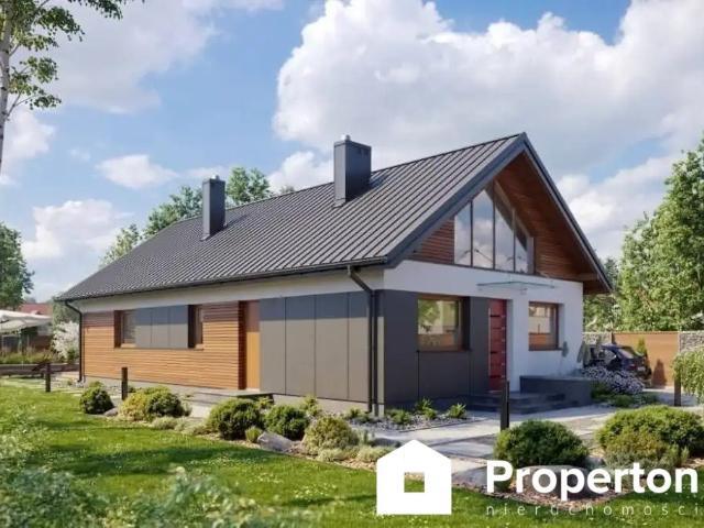 Nowoczesny dom parterowy z antresolą i tarasami 110 m² w Przytoka