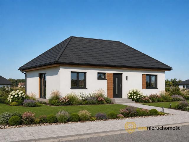 Polecam nowoczesny dom parterowy 78,58 m² z dużą działką 1000 m²