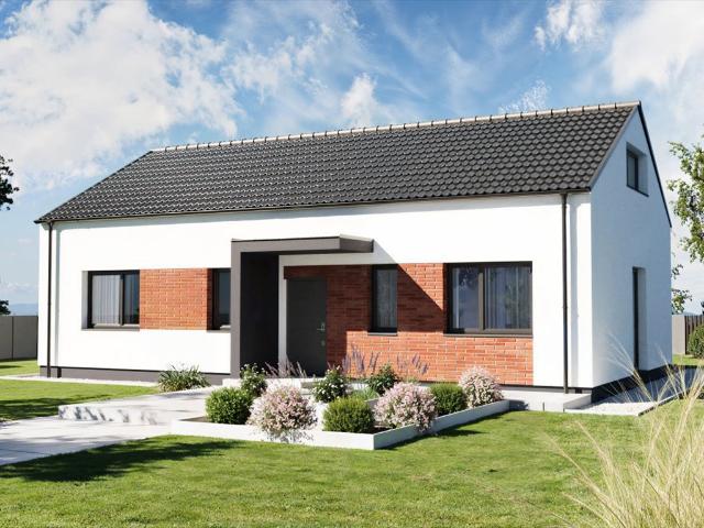 Nowoczesny dom parterowy z poddaszem, garaż, 80 m2