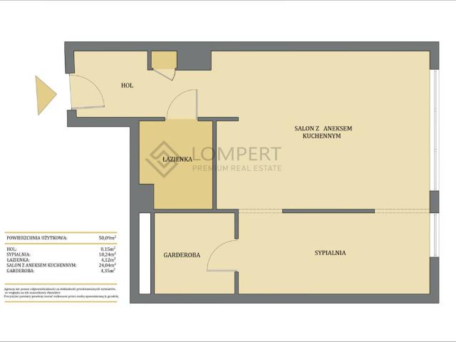Nowoczesny 2 pokojowy apartament na Mokotowie z wysokimi sufitami