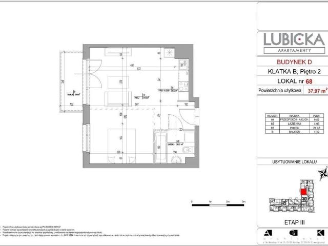 Nowoczesny 37,97 m² apartament z balkonem w Toruniu polecam