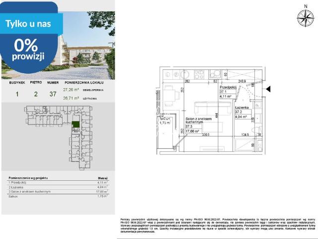Nowoczesne 26,71 m² z balkonem w Osielsku, blisko natury