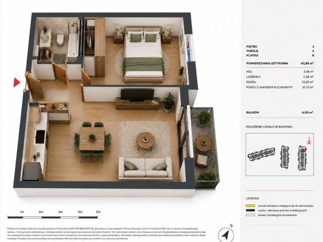 Nowoczesne 2 pokojowe mieszkanie 44 m² z balkonem w Piasecznie polecam!