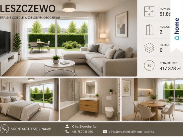 Nowoczesne 2 pokojowe mieszkanie z ogródkiem i tarasem