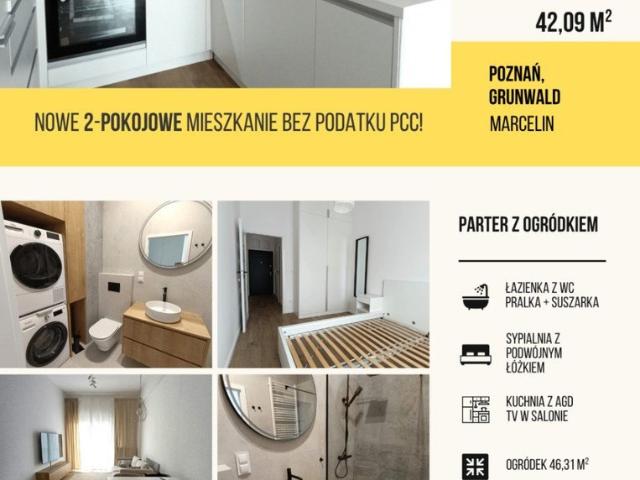 Nowoczesne 2 pokojowe mieszkanie z ogródkiem i wysokimi sufitami