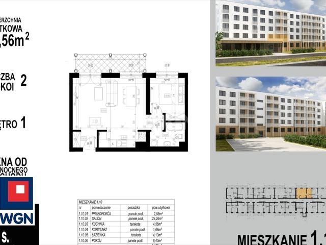 Nowoczesne 2 pokojowe mieszkanie z balkonem i windą