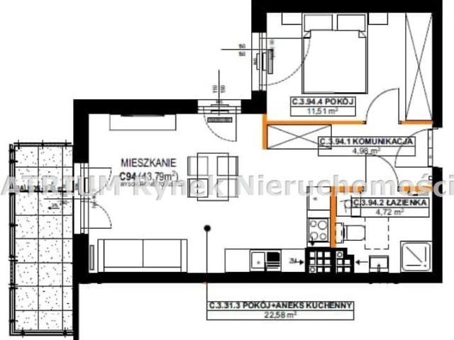 Nowoczesne 2 pokojowe mieszkanie z dużym balkonem
