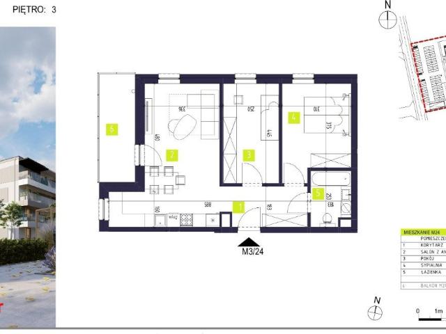 Nowoczesne 3 pokojowe mieszkanie 57,65 m² w Głogowie Małopolskim polecam