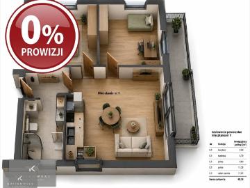 Nowoczesne 3 pokojowe mieszkanie z balkonem i klimatyzacją
