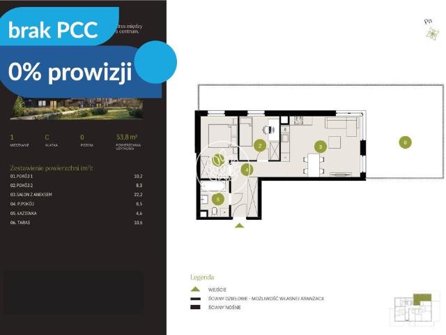 Nowoczesne 3 pokojowe mieszkanie z balkonem i ogródkiem