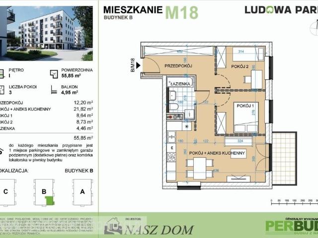 Nowoczesne 3 pokojowe mieszkanie z balkonem w centrum
