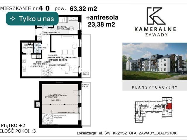 Nowoczesne 86m2 z antresolą i balkonem w Zawadach