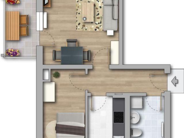Nur wenige Stufen in die neue Zweiraumwohnung Erstbezug nach kompletter Sanierung!