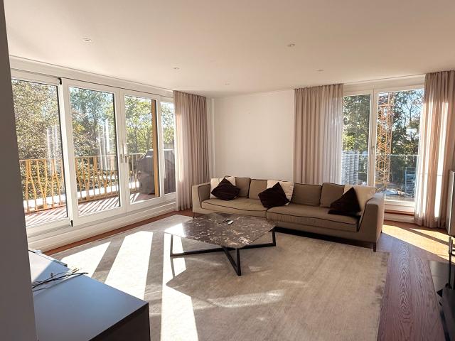 Nymphenburg | Exclusive furnished penthouse apartment with private lift landing, fireplace & 3 terraces