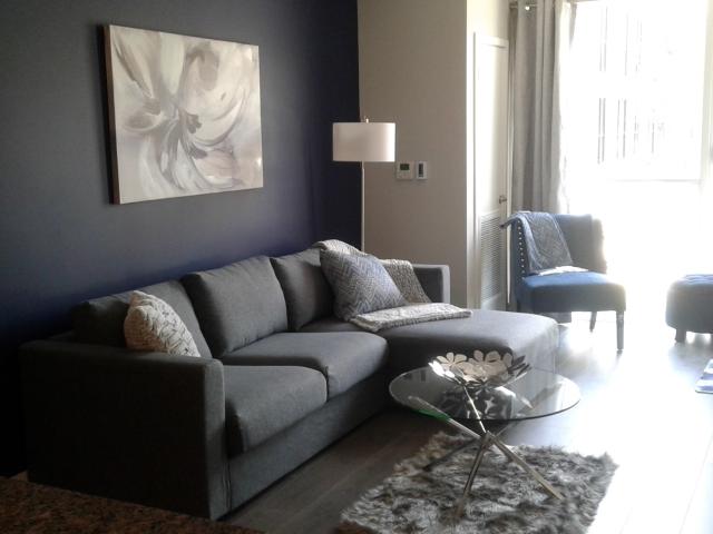 Oakville Furnished Condo Rental by Memorial Park Upscale One Bedroom Plus Den with Accent Walls and Home Office