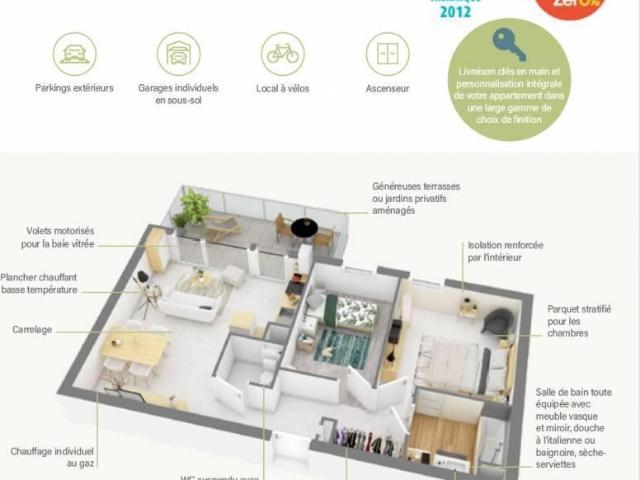 Oberhergheim: appartement F3 de 71.58m² avec terrasse