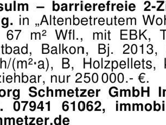 Obersulm barrierefreie 2 Zi. DG Whg. in Altenbetreutem Wohnen