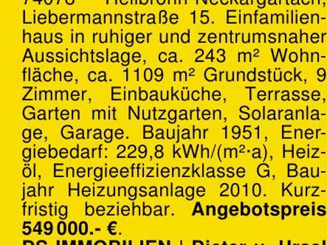 OFFENE BESICHTIGUNG | Sonntag, 18.10.26 von 14 16 Uhr! 74078 H