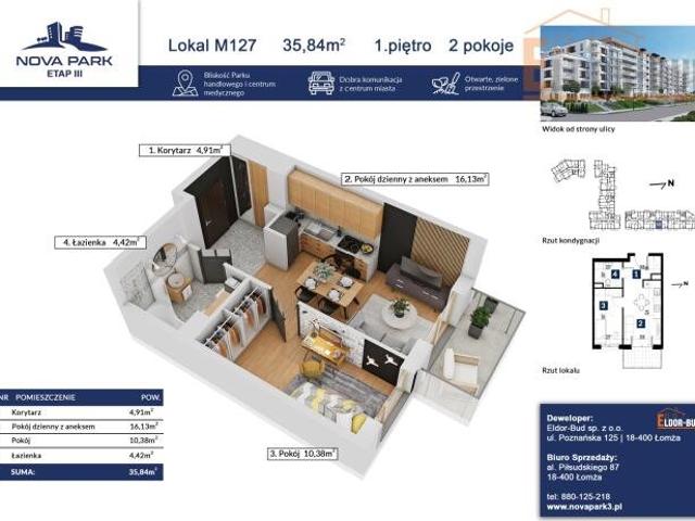 Nowoczesne 2 pokojowe mieszkanie z ogródkiem i tarasem
