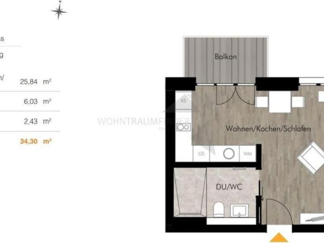 Frühlingsangebot! Perfekt für Singles! Moderne 1 Raum Whg. mit Einbauküche & Balkon am Kulturpalast