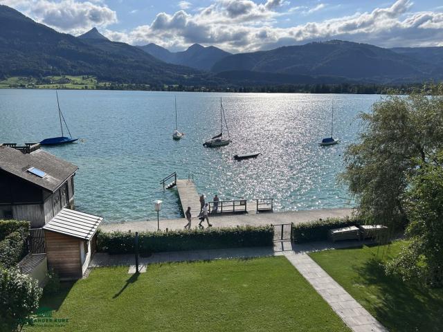 Panoramablick Über den Wolfgangsee, Privater Seezugang mit Steganlage