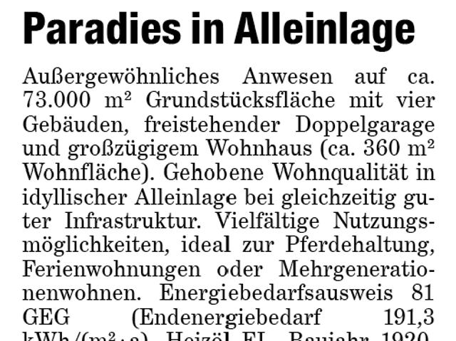 Paradies in Alleinlage