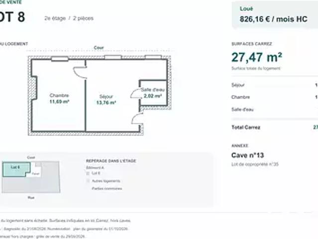 Paris 19ème 75019 Achat / Vente appartement 2 pièces t2