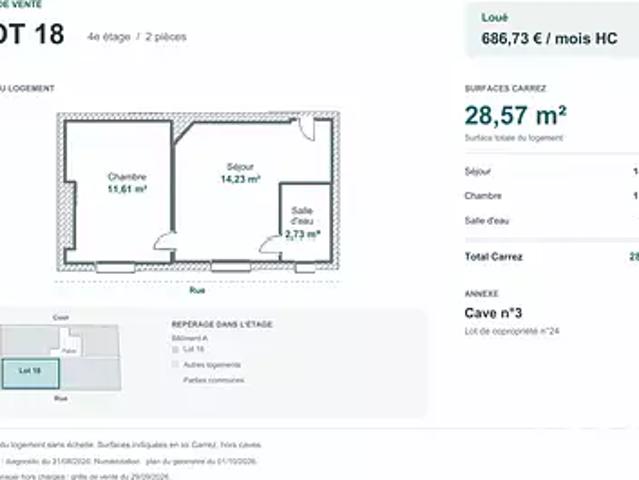 Paris 19ème 75019 Achat / Vente appartement 2 pièces t2 au dernier étage