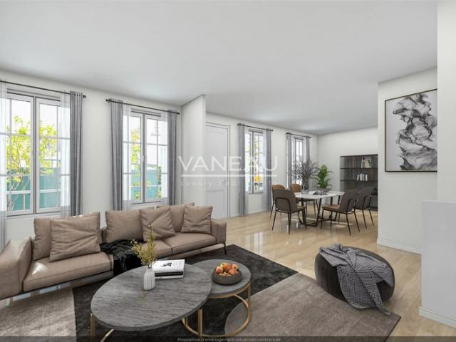 Paris XVIIIe Maison de ville familiale avec cour arborée à l'avant plein sud