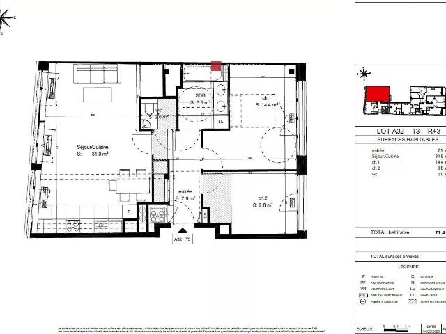 PARIS / MONTMARTRE appartement 3 pièces neuf traversant à. 71m² Paris 18ème