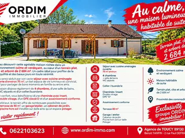 Parly 89240 Achat / Vente maison 5 pièces t5 au dernier étage