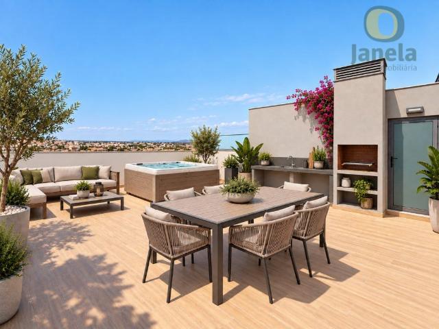 Penthouse com Jacuzzi privado e barbecue, VISTA MAR Condom. 100m² Faro Sé e São Pedro
