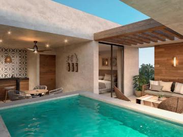 Penthouse con alberca privada, terraza, hamacas y palapas, pre construcci?n, San Crisanto, venta, Merida