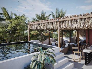 Penthouse con alberca privada, roof top con alberca y asador, area de hamacas, p