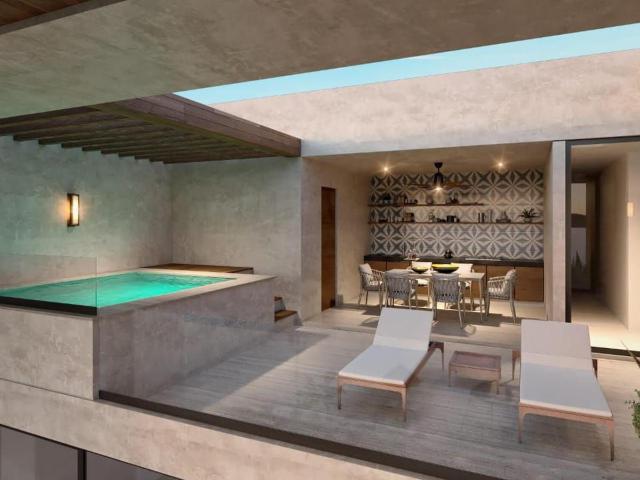 Penthouse con terraza y alberca privada, palapas y hamacas, San Crisanto, venta, Merida