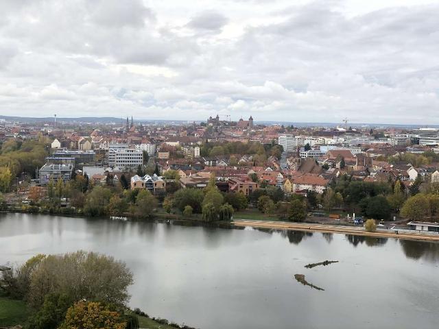 Penthouse Apartment über den Dächern Nürnbergs – Loggia mit Panoramablick auf den Wöhrder See