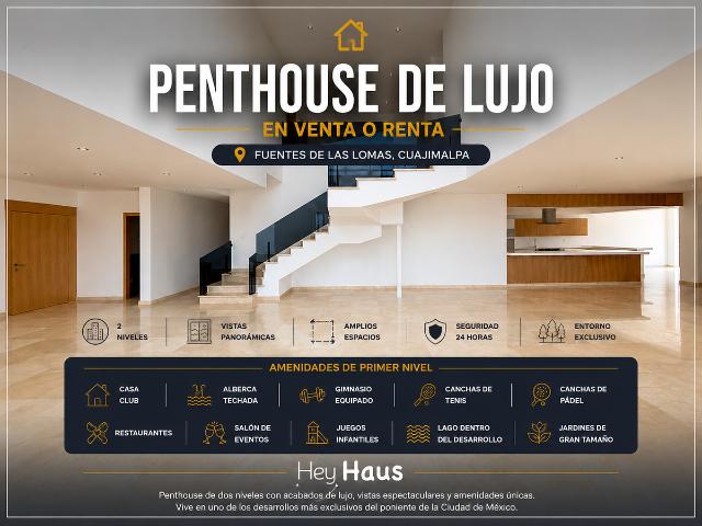 PENTHOUSE DE LUJO EN RENTA EN FRACCIONAMIENTO FUENTES DE LAS LOMAS