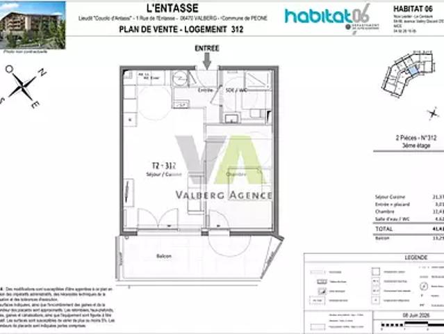 Péone 06470 Achat / Vente appartement 2 pièces t2 au dernier étage