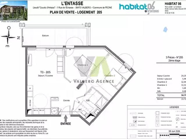 Péone 06470 Achat / Vente appartement 3 pièces t3