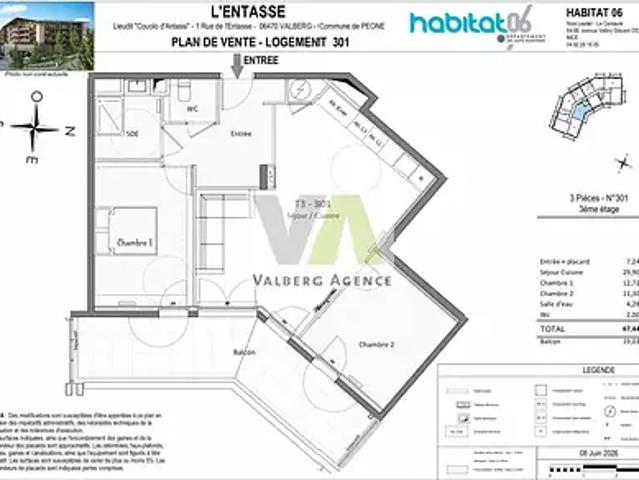 Péone 06470 Achat / Vente appartement 3 pièces t3
